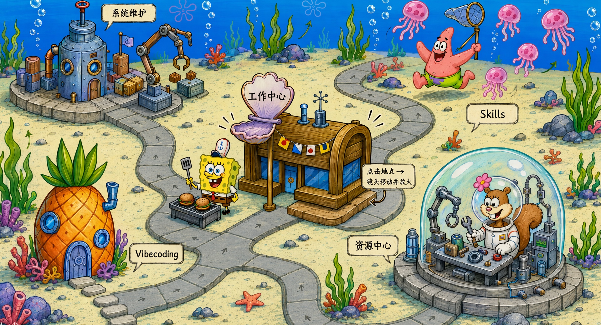 SpongeBob Workspace visual AI map